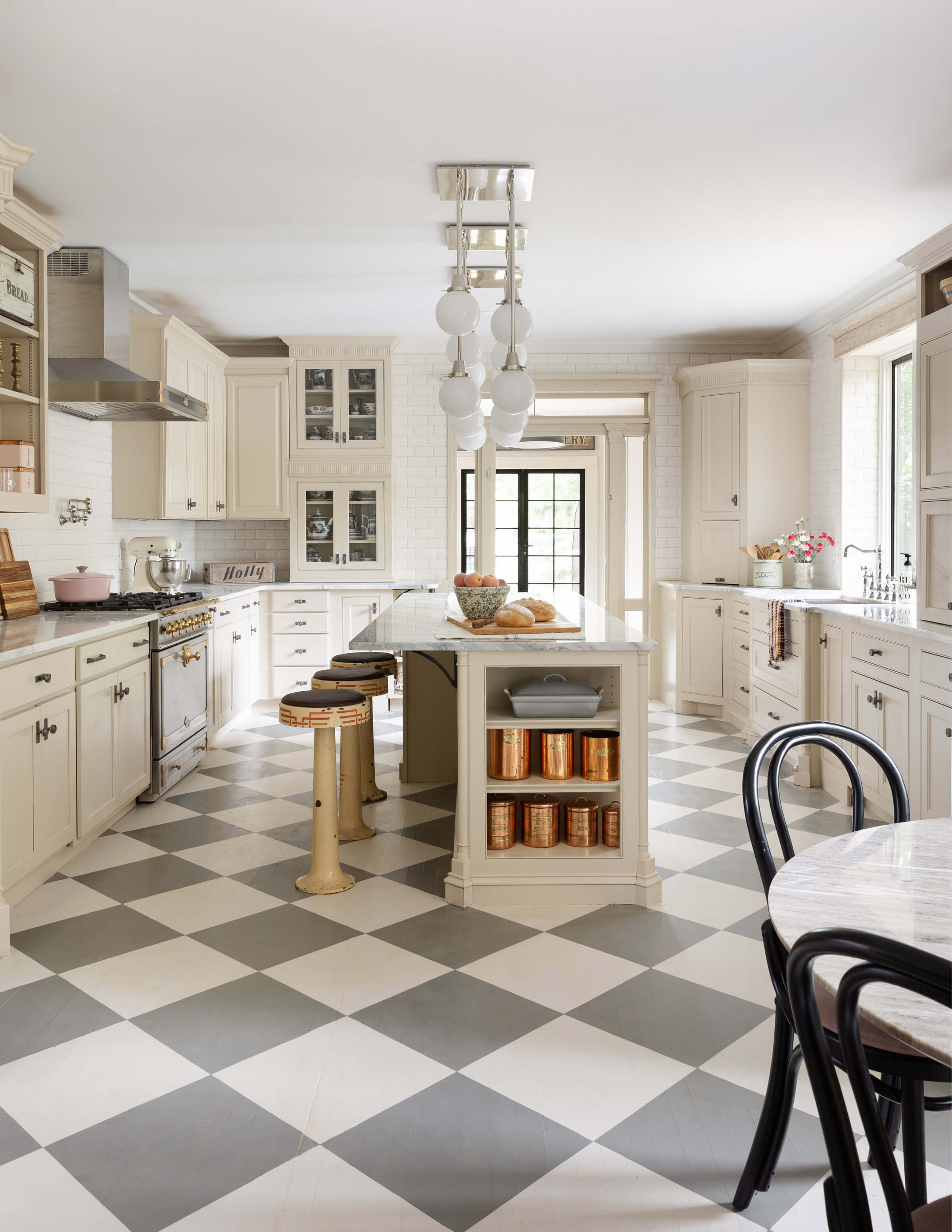 Kitchen interior architecture and design with historic preservation and adaptive reuse.